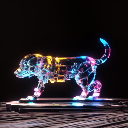 00264-176210021-a (shineglasscd, neon lights, light particles, colorful_1.3, gradient, chromatic aberration) mechanical dog, standing, (solo_1.2.png